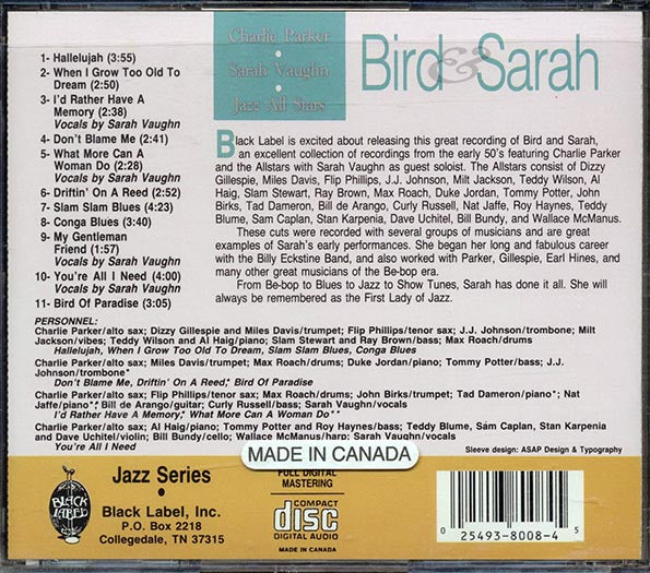 Charlie Parker, Sarah Vaughn - Jazz All Stars (CD)
