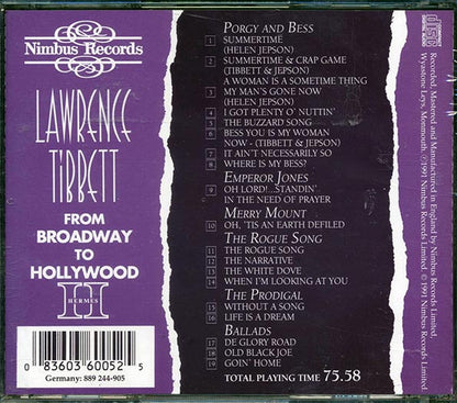 Lawrence Tibbett - From Broadway To Hollywood (CD)