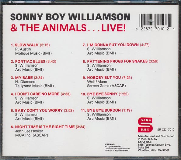 Sonny Boy Williamson, The Animals - Sonny Boy Williamson & The Animals... Live! (CD)