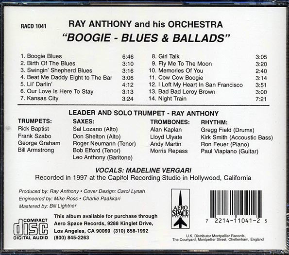 Ray Anthony & His Orchestra - Boogie Blues And Ballads (CD)