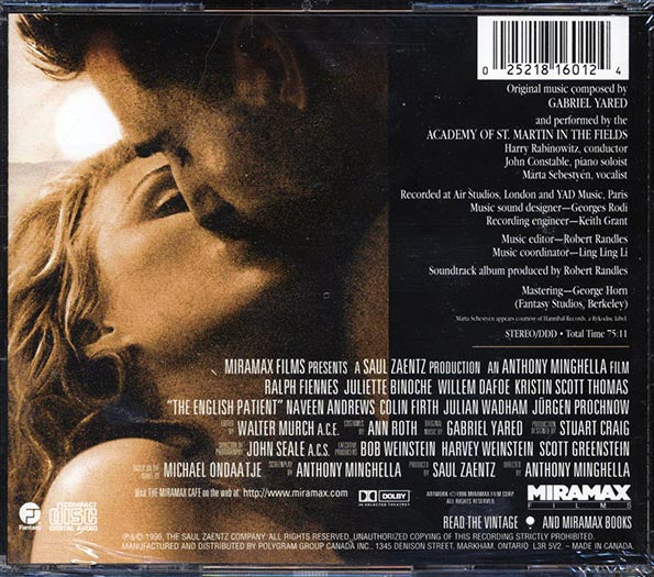 Gabriel Yared - The English Patient: Original Soundtrack Recording (CD)