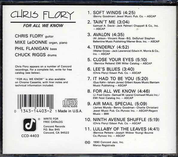Chris Flory - For All We Know (CD)