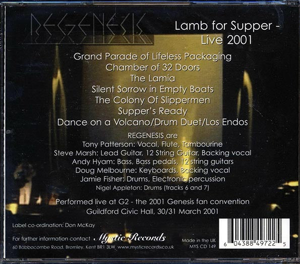 ReGenesis - Lamb For Supper: Live 2001 (CD)