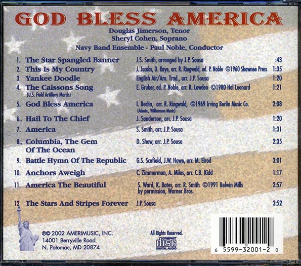 Douglas Jimerson, Sheryl Cohen, Navy Band Ensemble - God Bless America (CD)