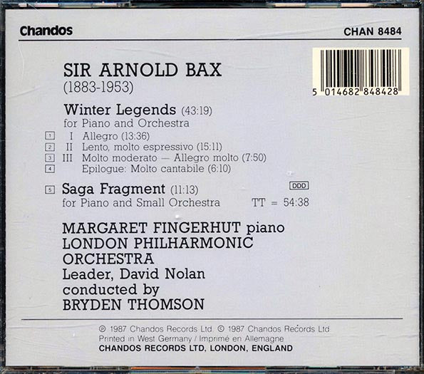 Arnold Bax, Margaret Fingerhut, The London Philharmonic Orchestra, Etc. - Winter Legends Saga Fragment (CD)