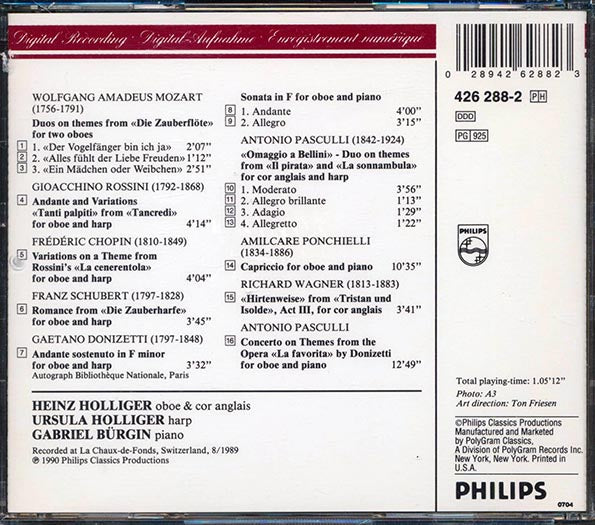 Mozart, Rossini, Donizetti, Etc. - Heinz Holliger At The Opera (CD)
