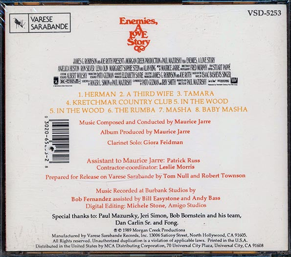 Maurice Jarre - Enemies A Love Story (CD)