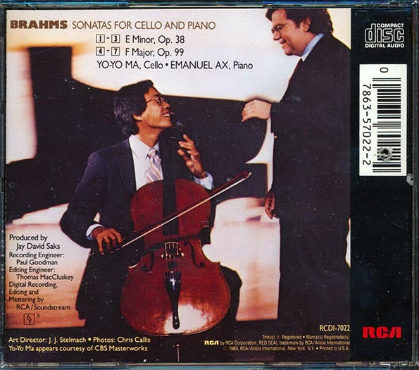 Brahms, Yo Yo Ma, Emanuel Ax, Etc. - Brahms Cello Sonatas (CD)