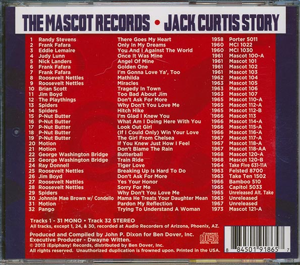 Randy Stevens, Frank Fafara, Judy Lunn, Etc.  - The Mascot Records: Jack Curtis Story (CD)