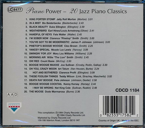 Jelly Roll Morton, Bix Beiderbecke, Duke Ellington, Etc. - Piano Power: 20 Jazz Piano Classics (CD)