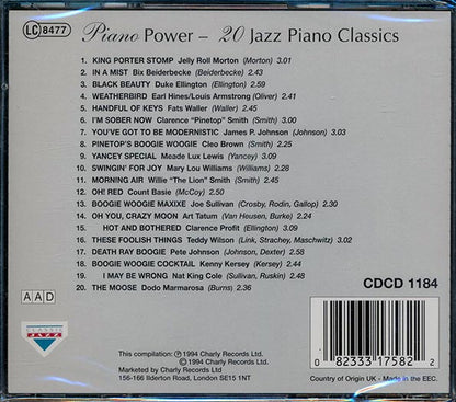 Jelly Roll Morton, Bix Beiderbecke, Duke Ellington, Etc. - Piano Power: 20 Jazz Piano Classics (CD)