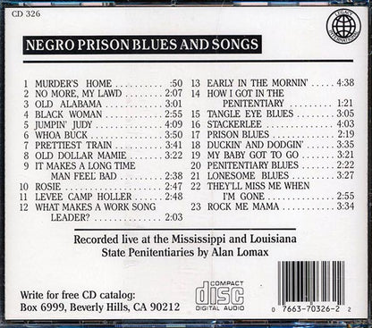 Tangle Eye, Fuzzle Red, Hogman Maxie, Etc. - Negro Prison Blues And Songs (CD)