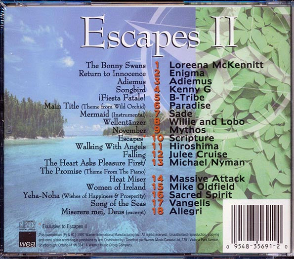 Kenny G, Massive Attack, Mythos, Sade, Enigma, Etc. - Escapes II (CD)