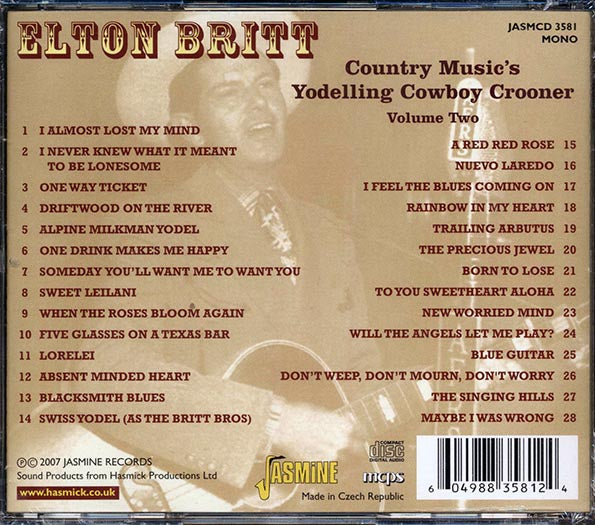 Elton Britt - Country Music's Yodelling Cowboy Crooner Volume 2 (CD)