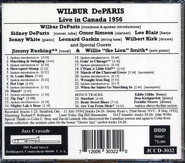 Wilbur DeParis - Live In Canada 1956 (CD)