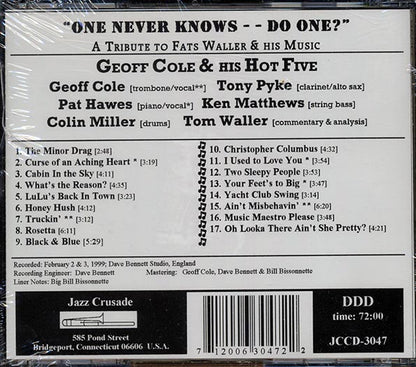 Geoff Cole & His Hot Five - One Never Knows Do One? A Tribute To Fats Waller & His Music (CD)