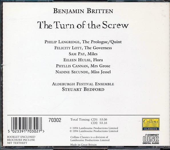 Benjamin Britten, Felicity Lott, Philip Langridge, Etc. - The Turn Of The Screw (CD)