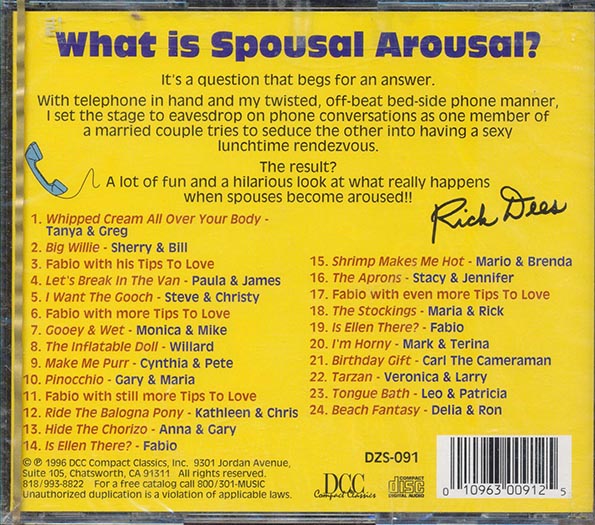 Rick Dees & His Cast Of Idiots  - Spousal Arousal (CD)
