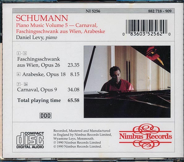 Schumann & Daniel Levy - Piano Works Volume 5: Carnaval Op. 9 Faschingsschwank Aus Wien Op. 26 Arabeske Op/18 (CD)