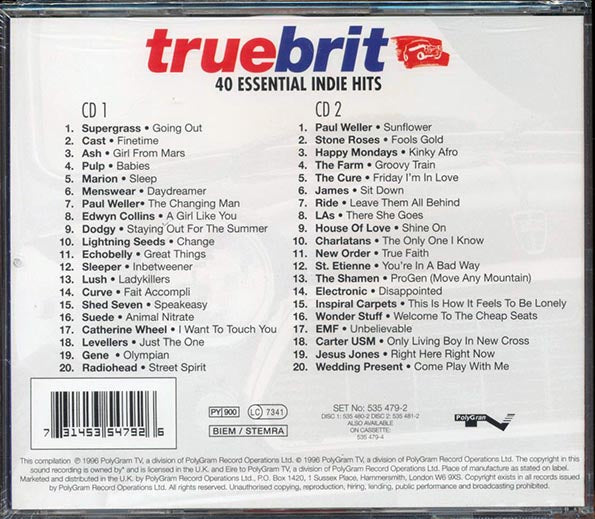 New Order, Radiohead, The Cure, Etc. - Truebrit 40 Essential Indie Hits  (40 tracks) (CD)