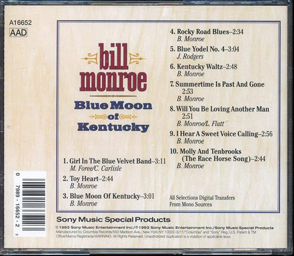 Bill Monroe  - Blue Moon Of Kentucky (CD)