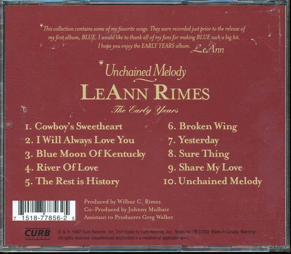 LeAnn Rimes - Unchained Melody The Early Years (CD)