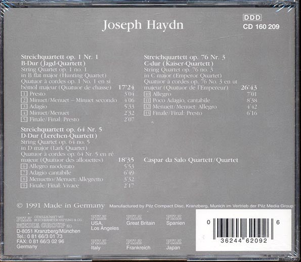 Joseph Haydn  - Kaiser Quartett Streichquartette Op.1 (CD)