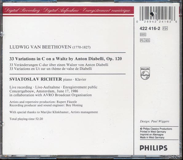 Beethoven, Sviatoslav Richter  - Diabelli Variationen (CD)