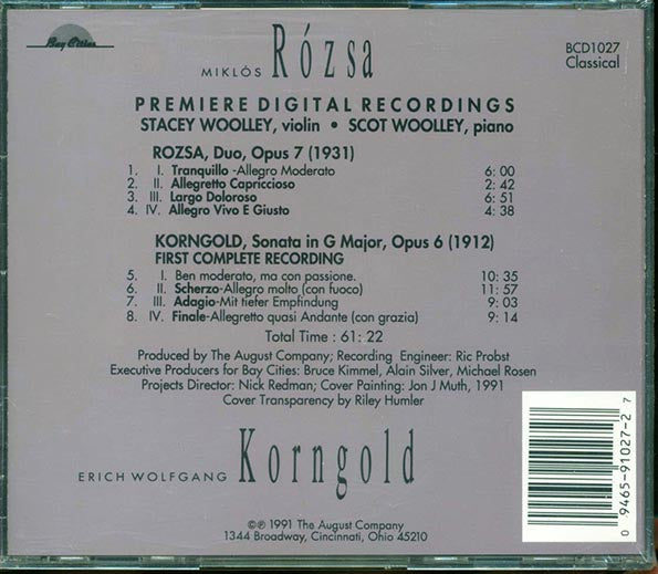 Rozsa Korngold  - Duo Opus 7 For Violin And Piano (CD)