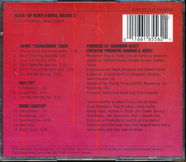 James Davis, Ron Levy, Bobby Radcliff  - Black Top Blues A Rama Volume Three (CD)