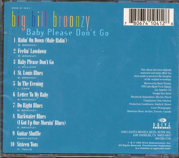 Big Bill Broonzy - Baby Please Don't Go (CD)
