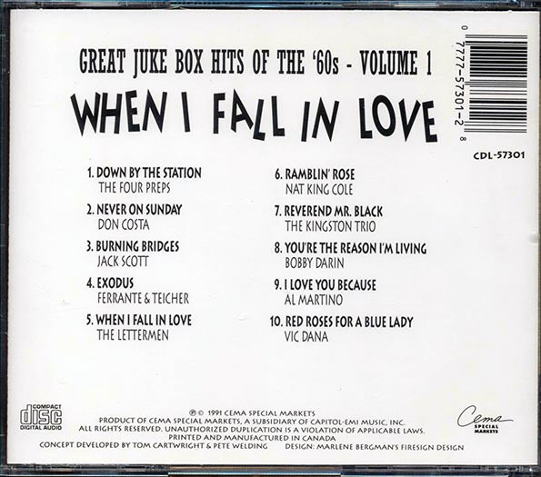 The Four Preps, Don Costa, Jack Scott, Etc. - Great Juke Box Hits Of The '60s Volume 1: When I Fall In Love (CD)