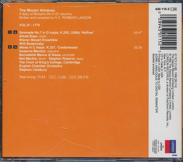 Willi Boskovsky, Wiener Mozart Ensemble, Stephen Cleobury, Etc. - The Mozart Almanac 1776 (CD)
