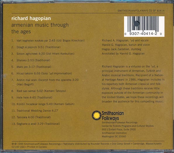 Richard Hagopian - Armenian Music Through The Ages (CD)