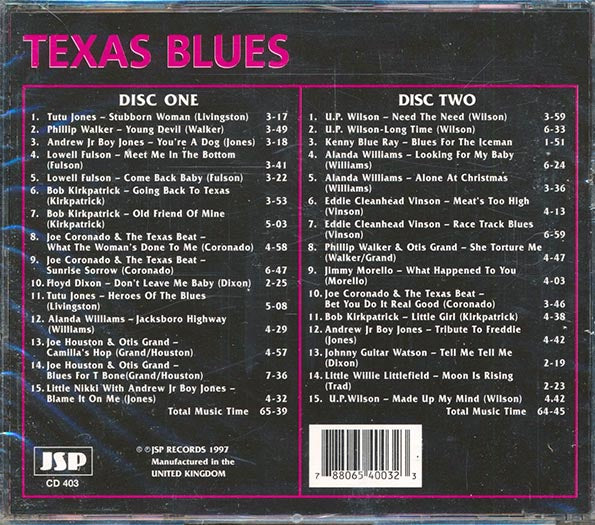 Tutu Jones, Phillip Walker, Andrew Jr. Boy Jones, Etc. - Texas Blues (CD)