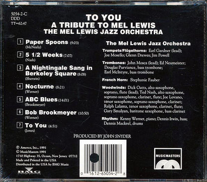The Mel Lewis Jazz Orchestra - To You: A Tribute To Mel Lewis (CD)
