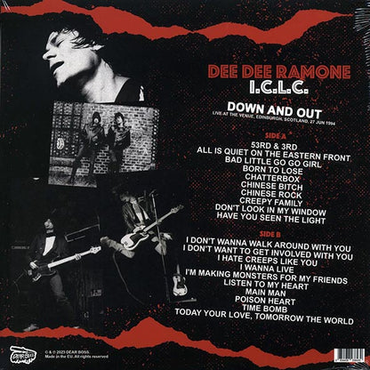 Dee Dee Ramone ICLC - Down And Out: Live At The Venue, Edinburgh, Scotland, 27 June 1994 (LP) - PureSound Records