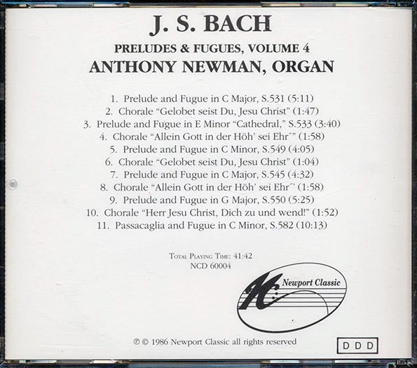 Bach, Anthony Newman - Bach: Preludes & Fugues For Organ Volume 4 (CD)