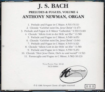 Bach, Anthony Newman - Bach: Preludes & Fugues For Organ Volume 4 (CD)