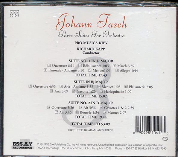 Johann Fasch, Richard Kapp - Three Suites For Orchestra (CD)