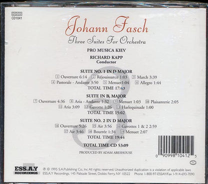 Johann Fasch, Richard Kapp - Three Suites For Orchestra (CD)