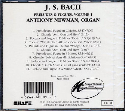 Bach, Anthony Newman - Preludes & Fugues For Organ Volume 1 (CD)