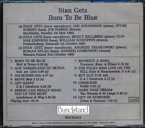 Stan Getz - Born To Be Blue (CD)