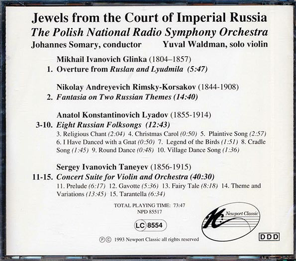 Johannes Somary, The Polish National Radio Symphony Orchestra - Jewels From The Court Of Imperial Russia (CD)