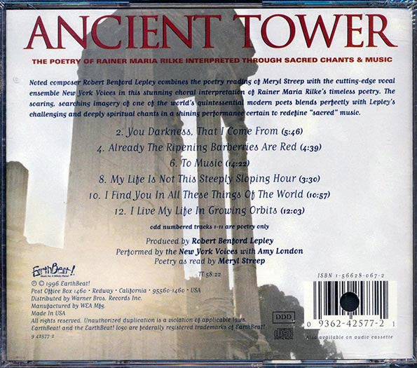 Meryl Streep, Robert Benford Lepley, New York Voices - Ancient Tower: The Poetry Of Rainer Maria Rilke Interpreted Through Sacred Chants & Music (CD)