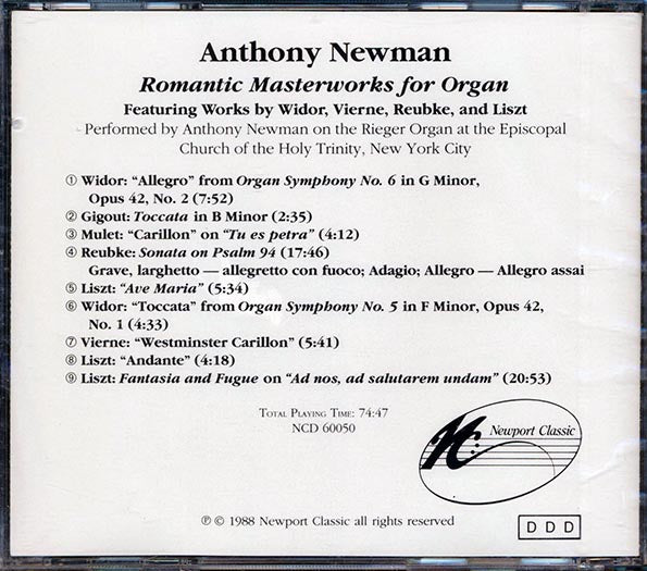 Anthony Newman - Romantic Masterworks For Organ (CD)