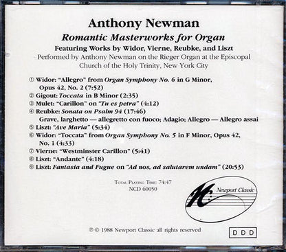 Anthony Newman - Romantic Masterworks For Organ (CD)