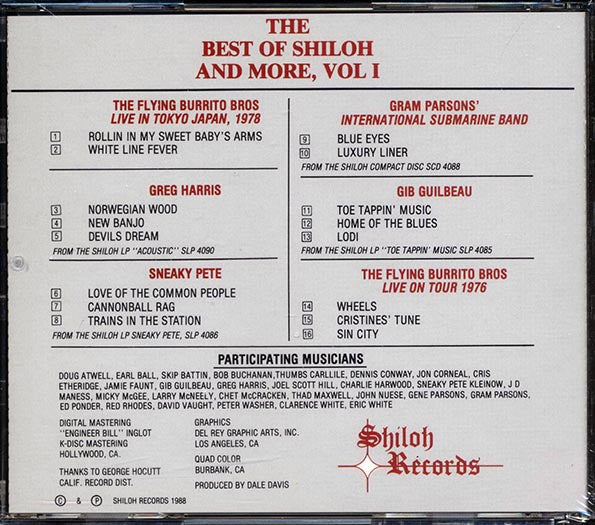 The Flying Burrito Brothers, Gram Parsons, Greg Harris, Etc. - The Best Of Shiloh And More Volume 1 (CD)