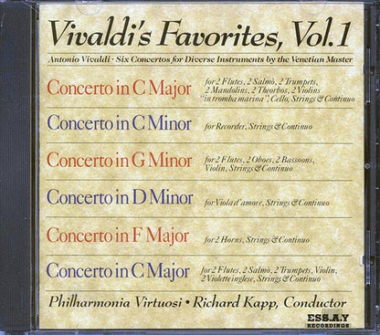 Antonio Vivaldi, Philharmonia Virtuosi, Richard Kapp - Vivaldi's Favorites Volume 1: Six Concertos For Diverse Instruments) (CD)