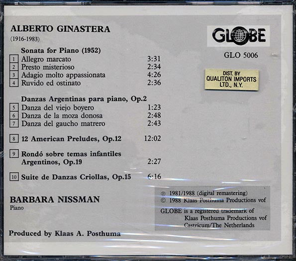 Ginastera, Barbara Nissman - Alberto Ginastera (CD)